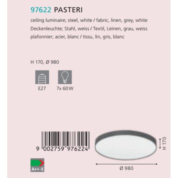 Светильник потолочный Eglo Pasteri 97622-1