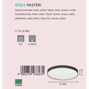 Светильник потолочный Eglo Pasteri 97623-1