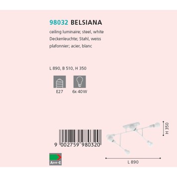 Светильник потолочный Eglo Belsiana 98032-2