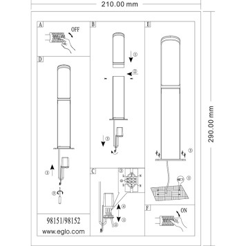 Уличный фонарь Eglo Fiumicino 98152-1