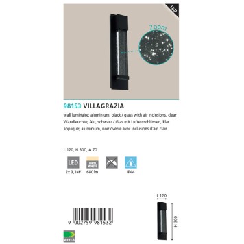 Уличный настенный светильник Eglo Villagrazia 98153-1