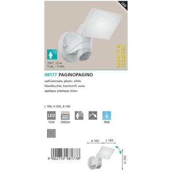 Уличный настенный светильник Eglo Pagino 98177-1