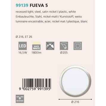 Светильник точечный Eglo Fueva 5 99139-1