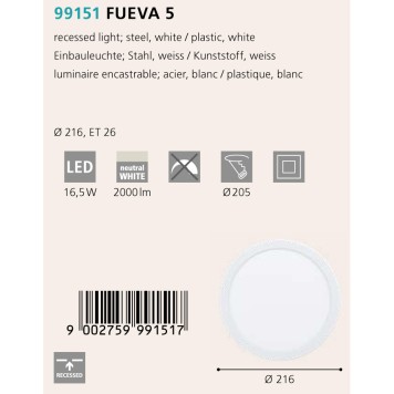 Светильник точечный Eglo Fueva 5 99151-2