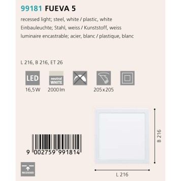 Светильник точечный Eglo Fueva 5 99181-1