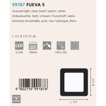 Светильник точечный Eglo Fueva 5 99187-1