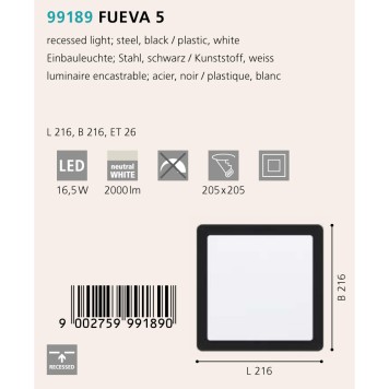 Светильник точечный Eglo Fueva 5 99189-1