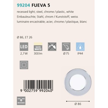 Светильник точечный Eglo Fueva 5 99204-2