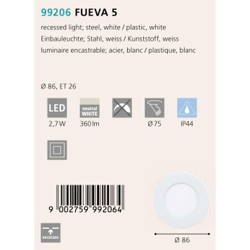 Светильник точечный Eglo Fueva 5 99206-1