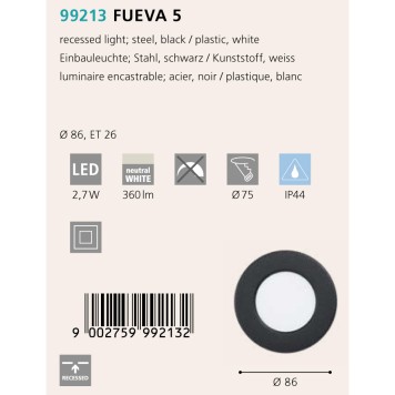 Светильник точечный Eglo Fueva 5 99213-1