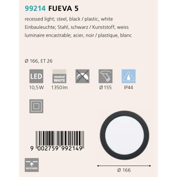 Светильник точечный Eglo Fueva 5 99214-1