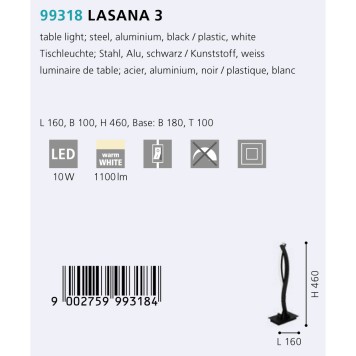 Лампа настольная Eglo Lasana 3 99318-2