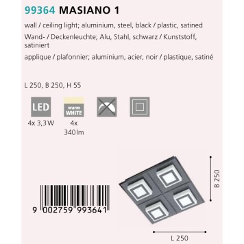 Светильник настенно-потолочный Eglo Masiano 1 99364-1