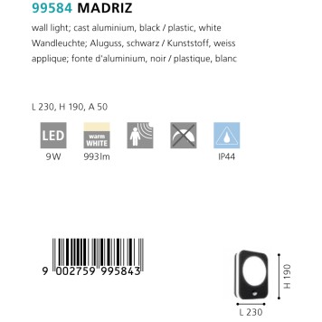 Уличный настенный светильник Eglo Madriz 99584-1