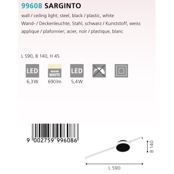 Светильник настенно-потолочный Eglo Sarginto 99608-2