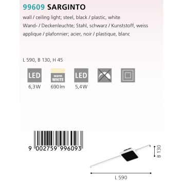 Светильник настенно-потолочный Eglo Sarginto 99609-1