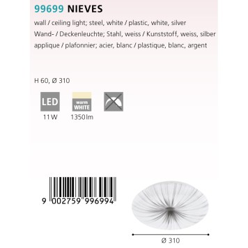 Светильник настенно-потолочный Eglo Nieves 99699-1