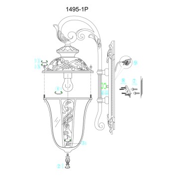 Уличный настенный светильник Favourite Luxus 1495-1W-4