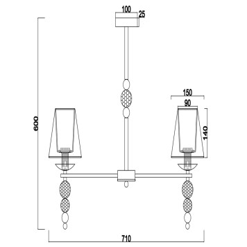 Светильник потолочный Freya Side FR1009CL-05BS-7