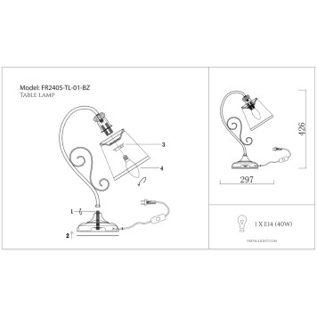 Лампа настольная Freya Driana FR2405-TL-01-BZ-1