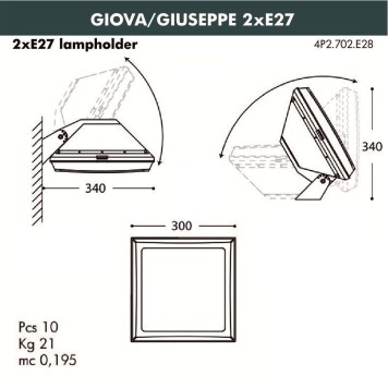 Уличный настенный светильник Fumagalli Giova/Guizeppe 4P2.702.000.AYF1R-5