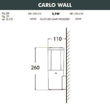 Уличный настенный светильник Fumagalli Carlo Wall DR1.570.000.AXU1L-3