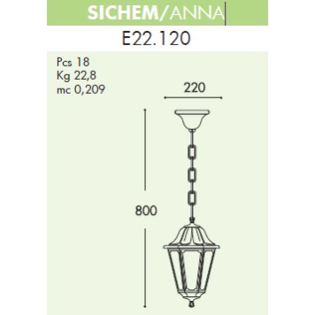Уличный потолочный светильник Fumagalli Sichem/Anna E22.120.000.AYE27-2
