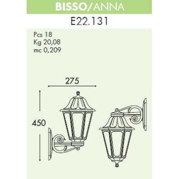 Уличный настенный светильник Fumagalli Bisso/Anna E22.131.000.AXE27-2
