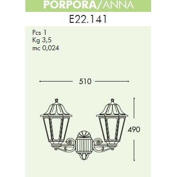 Уличный настенный светильник Fumagalli Porpora/Anna E22.141.000.WYE27-2