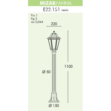 Уличный фонарь Fumagalli Mizarr/Anna E22.151.000.AXE27-1