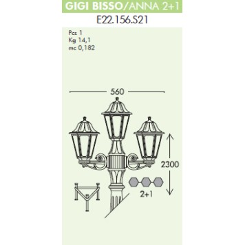 Уличный фонарь Fumagalli Gigi Bisso/Anna E22.156.S21.WYE27-3