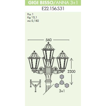 Уличный фонарь Fumagalli Gigi Bisso/Anna E22.156.S31.WXE27-4