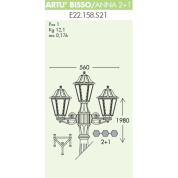 Уличный фонарь Fumagalli Artu Bisso/Anna E22.158.S21.WYE27-1