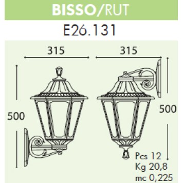 Уличный настенный светильник Fumagalli Bisso/Rut E26.131.000.AYE27-1