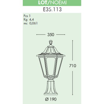 Уличный фонарь Fumagalli Lot/Noemi E35.113.000.WYE27-1
