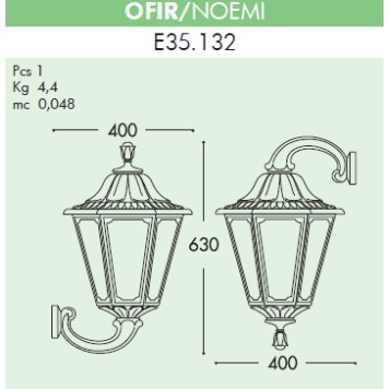 Уличный настенный светильник Fumagalli Ofir/Noemi E35.132.000.AXE27-2