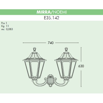Уличный настенный светильник Fumagalli Mirra/Noemi E35.142.000.AYE27-1