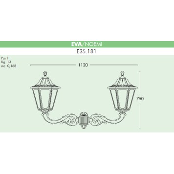 Уличный настенный светильник Fumagalli Eva/Noemi E35.181.000.AYE27-1