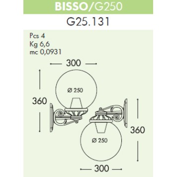 Уличный настенный светильник Fumagalli Bisso/G250 G25.131.000.WXE27-2