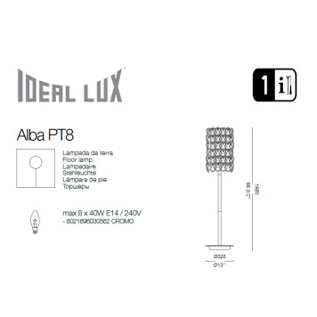 Торшер Ideal Lux Alba PT8-3