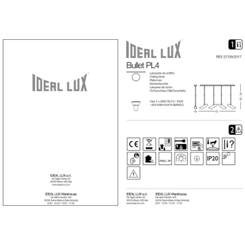 Светильник потолочный Ideal Lux Bullet PL4-1