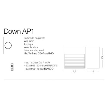 Уличный настенный светильник Ideal Lux Down AP1 ANTRACITE-2