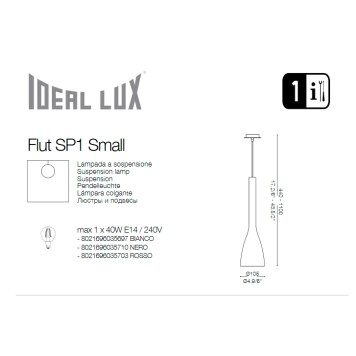 Люстра Ideal Lux Flut SP1 SMALL BIANCO-2