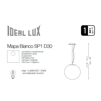 Люстра Ideal Lux Mapa BIANCO SP1 D30-6