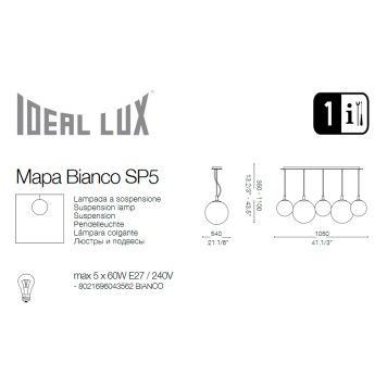 Люстра Ideal Lux Mapa BIANCO SP5-3