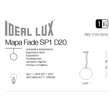 Люстра Ideal Lux Mapa FADE SP1 D20-1
