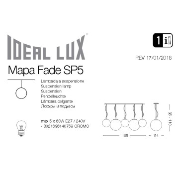 Люстра Ideal Lux Mapa FADE SP5-1