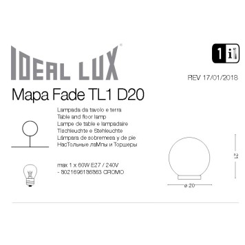 Лампа настольная Ideal Lux Mapa FADE TL1 D20-1