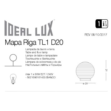 Лампа настольная Ideal Lux Mapa Riga TL1 D20-1