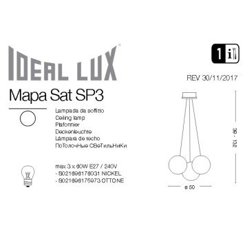 Люстра Ideal Lux Mapa Sat SP3 NICKEL-1